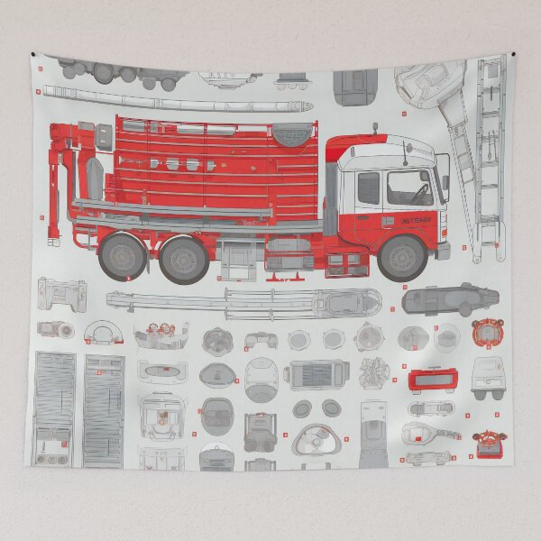 Item preview, Fire Truck Equipment Knolling Art | Illustration | 8K | designed and sold by Hazmat-AI7.