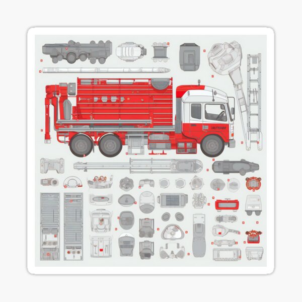 Item preview, Fire Truck Equipment Knolling Art | Illustration | 8K | designed and sold by Hazmat-AI7.