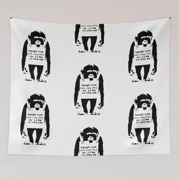 Item preview, Banksy Laugh Now But One Day We'll Be In Charge Monkey designed and sold by inkstyl.