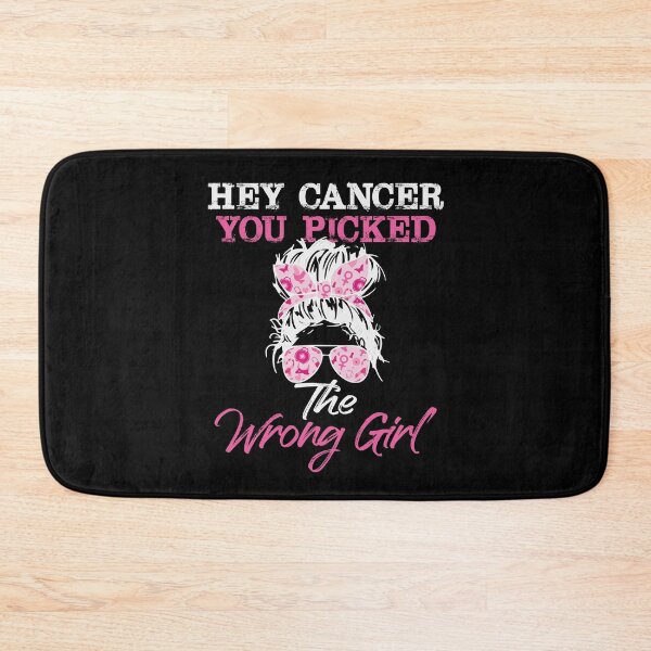 Item preview, Hey Cancer You Picked The Wrong Girl Messy Bun Breast Cancer designed and sold by Dressed For  Duty.