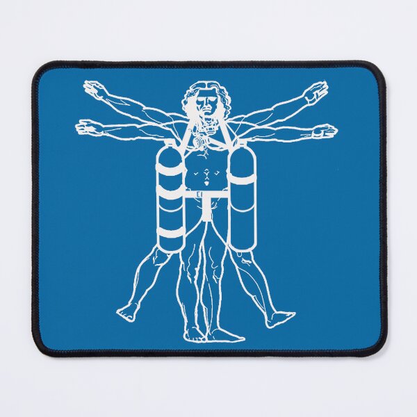 Item preview, Sidemount Diver Vitruvian Man (white on dark) designed and sold by andydavistech.