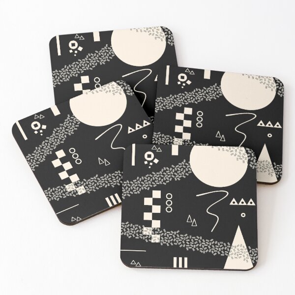 Item preview, Memphis Redux New 80s Geometric Abstract Pattern in Black and Almond Cream designed and sold by kierkegaard.