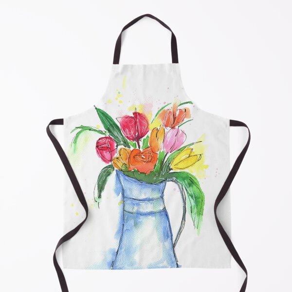 Item preview, Line and wash tulips in a blue vase designed and sold by AnissaF.