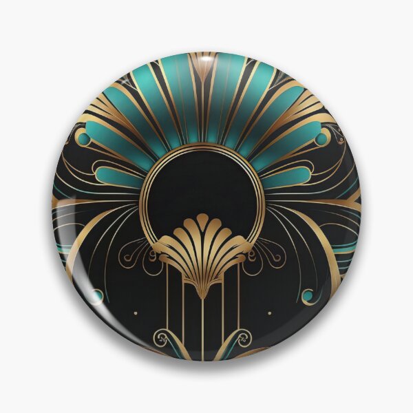 Item preview, Elegant Luxury Art Deco Ornamten Pattern Teal Gold Black designed and sold by artsandsoul.