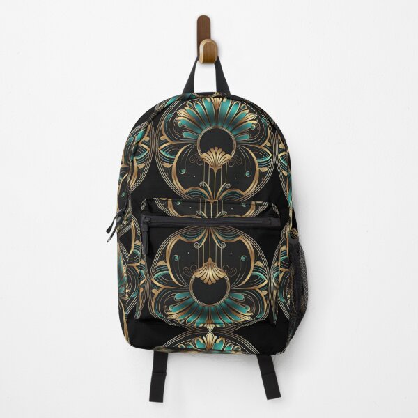 Item preview, Elegant Luxury Art Deco Ornamten Pattern Teal Gold Black designed and sold by artsandsoul.