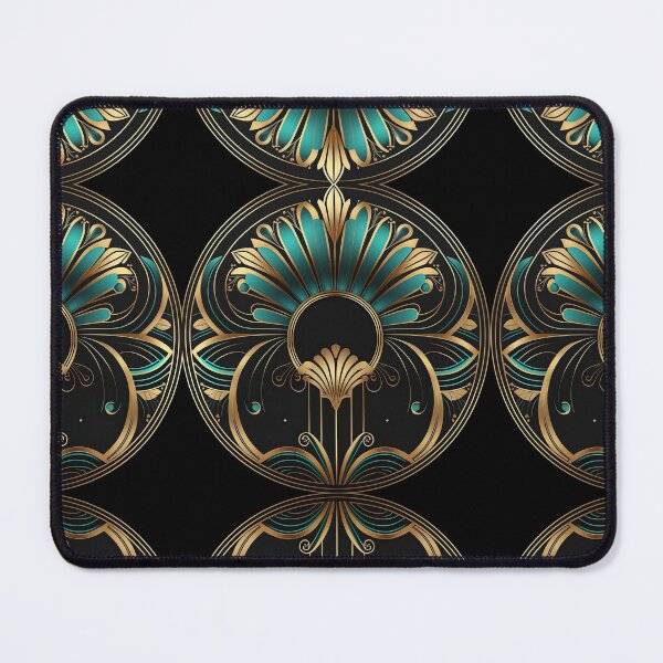 Item preview, Elegant Luxury Art Deco Ornamten Pattern Teal Gold Black designed and sold by artsandsoul.