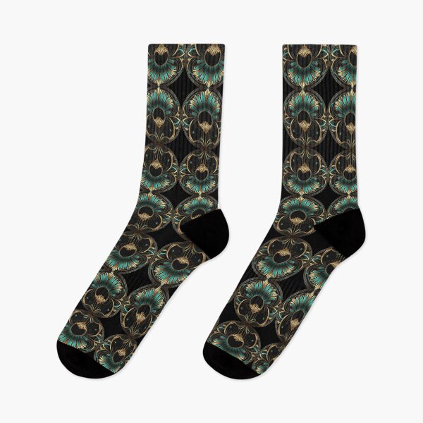 Item preview, Elegant Luxury Art Deco Ornamten Pattern Teal Gold Black designed and sold by artsandsoul.
