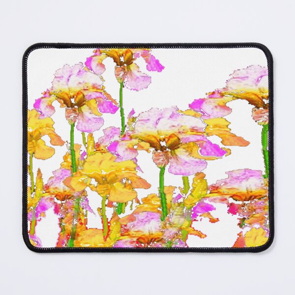 Item preview, GOLDEN-PINK SPRING IRIS GARDEN WHITE ART designed and sold by sharlesart.