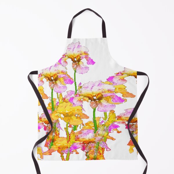 Item preview, GOLDEN-PINK SPRING IRIS GARDEN WHITE ART designed and sold by sharlesart.