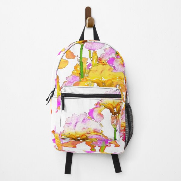 Item preview, GOLDEN-PINK SPRING IRIS GARDEN WHITE ART designed and sold by sharlesart.