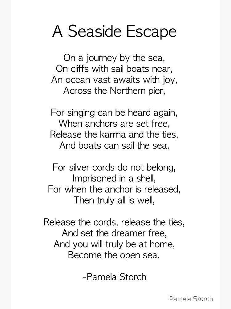 A Seaside Escape Poem Art Board Print for Sale by Pamela Storch