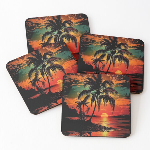 Item preview, Summer Sunset Palm Tree Beach Artistic Paradise designed and sold by DiamondPixel.