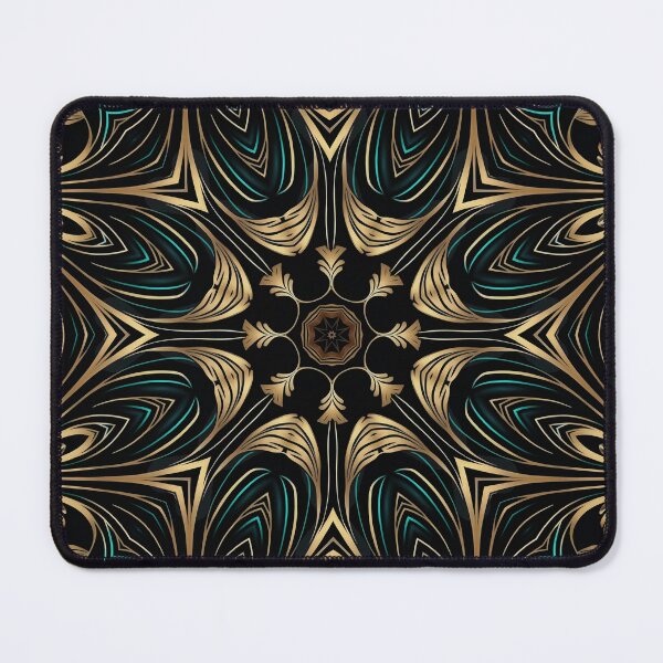 Item preview, Elegant Luxury Art Deco Ornamten Pattern Teal Gold Black designed and sold by artsandsoul.