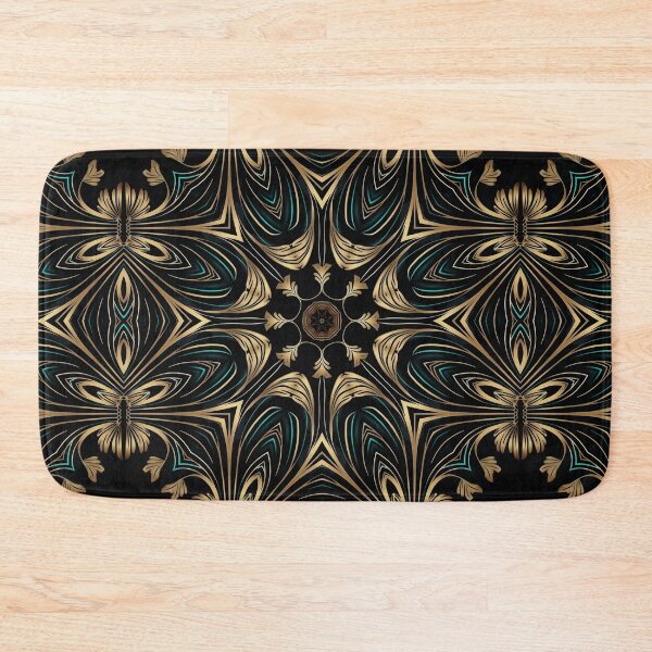Item preview, Elegant Luxury Art Deco Ornamten Pattern Teal Gold Black designed and sold by artsandsoul.