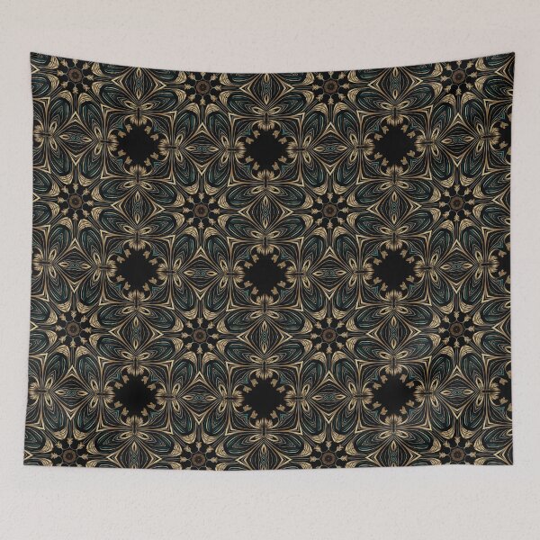 Item preview, Elegant Luxury Art Deco Ornamten Pattern Teal Gold Black designed and sold by artsandsoul.