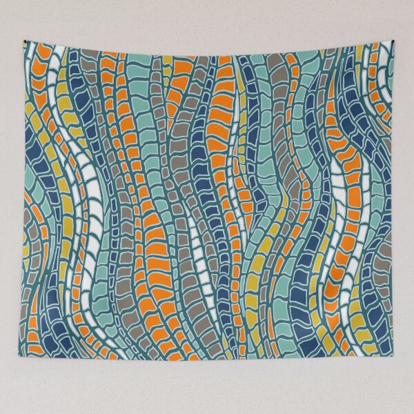 Item preview,  animal print retro blue yellow orange designed and sold by Katj-A-Studio.