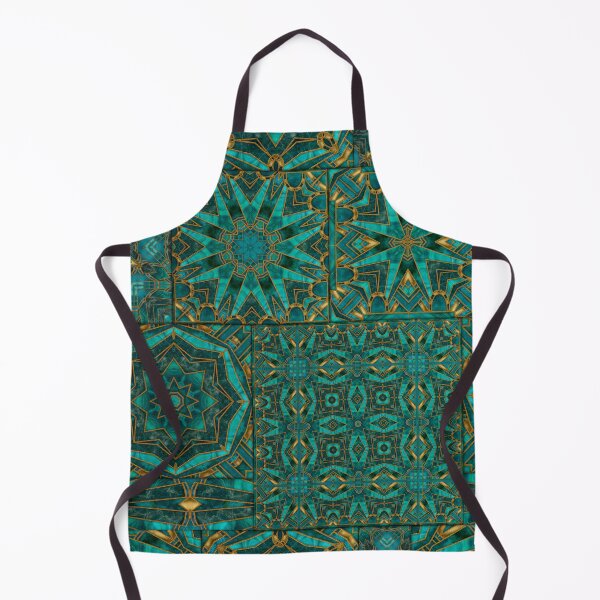 Item preview, Vintage Art Deco Meets Morocco Tile Design Emerald Green Gold designed and sold by artsandsoul.