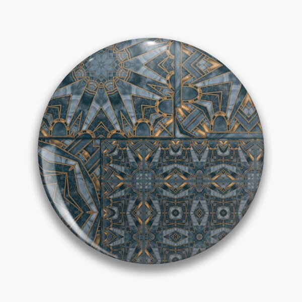 Item preview, Vintage Art Deco Meets Morocco Tile Design Navy Blue Gold designed and sold by artsandsoul.