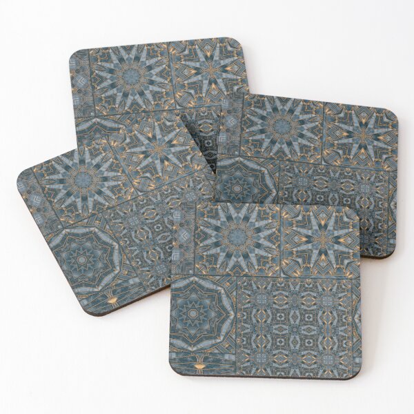 Item preview, Vintage Art Deco Meets Morocco Tile Design Navy Blue Gold designed and sold by artsandsoul.
