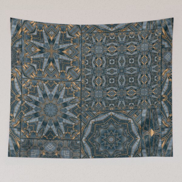 Item preview, Vintage Art Deco Meets Morocco Tile Design Navy Blue Gold designed and sold by artsandsoul.