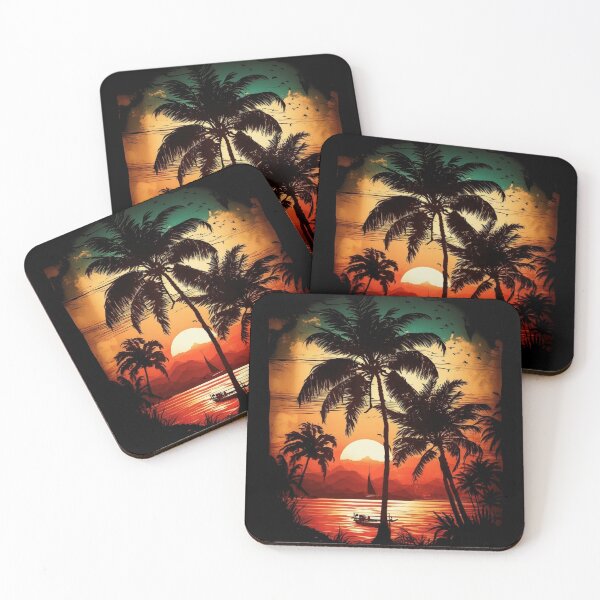 Item preview, Summer Sunset Palm Tree Beach Artistic Paradise designed and sold by DiamondPixel.