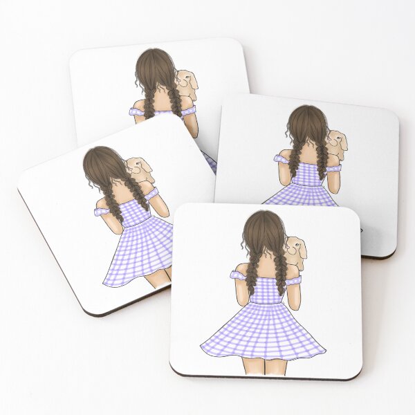 Item preview, Girl in Purple Gingham Plaid Holding a Bunny - Nursery Art designed and sold by SMillustrations.