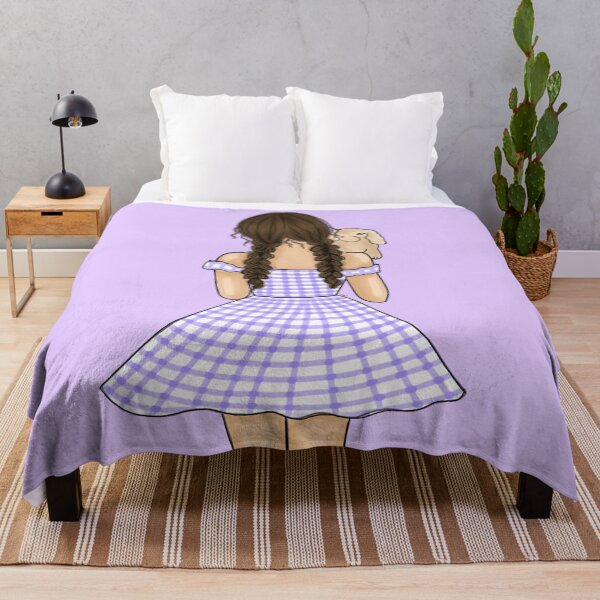 Item preview, Girl in Purple Gingham Plaid Holding a Bunny - Nursery Art designed and sold by SMillustrations.