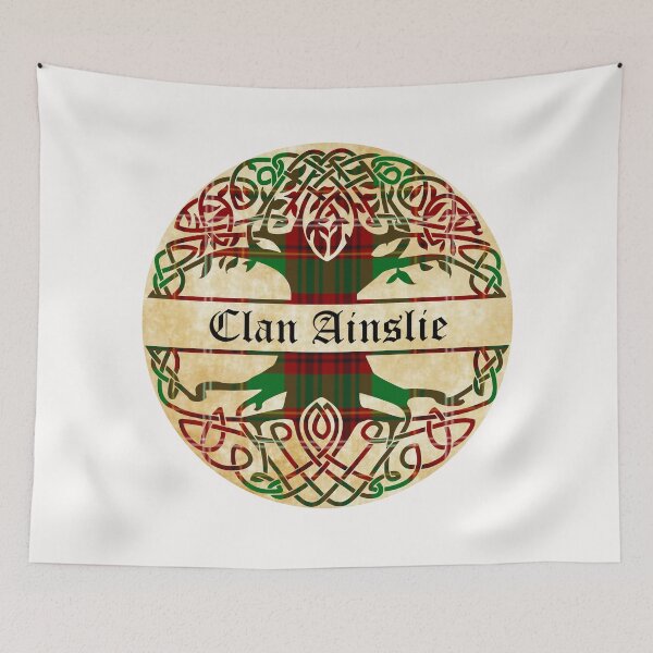 Item preview, Ainslie Tree of Life Clan Scottish Surname tartan designed and sold by BagTown Clans.