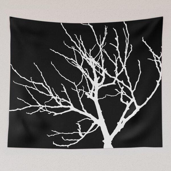 Item preview, White Tree on Black Background (Black and White Pattern) designed and sold by Polyglot Creations.