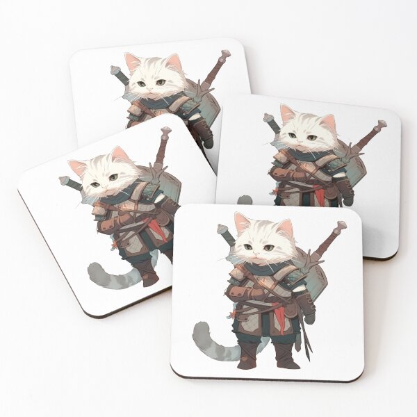Item preview, Feline Witcher: Cat Cosplaying as Geralt of Rivia - Whimsical Fan Art Illustration designed and sold by kittyempawium.