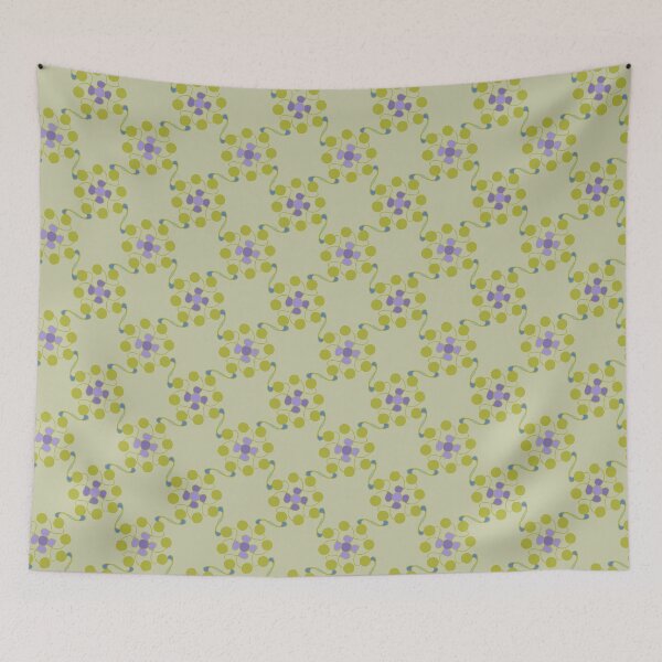 Item preview, Octopus Abstract pattern, circles and stems. Olive, green, lilac, purple designed and sold by NurturingSpirit.