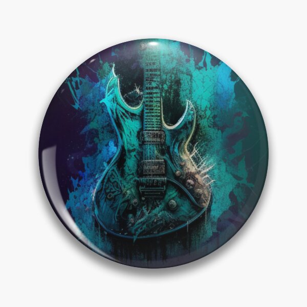 Item preview, Dynamic Harmony: A blue and green electric guitar painted with passion designed and sold by Nickyvb.