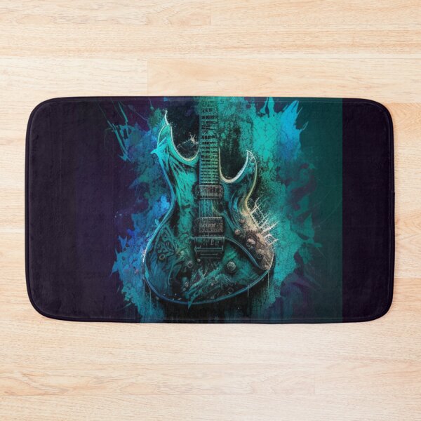 Item preview, Dynamic Harmony: A blue and green electric guitar painted with passion designed and sold by Nickyvb.