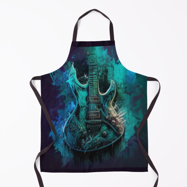 Item preview, Dynamic Harmony: A blue and green electric guitar painted with passion designed and sold by Nickyvb.