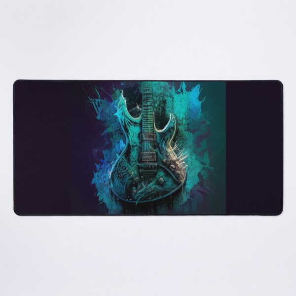 Item preview, Dynamic Harmony: A blue and green electric guitar painted with passion designed and sold by Nickyvb.