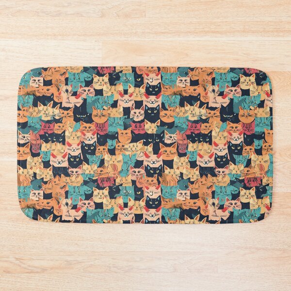 Item preview, Retro 90s Cat Pattern - Vibrant Feline Design for Cat Lovers & 90s Nostalgia Fans designed and sold by Retro-ArtDeco.
