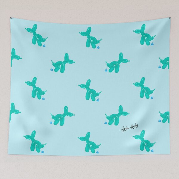 Item preview, Balloon dog pooping pattern green- blue background designed and sold by Studio Lydia  Lovely.