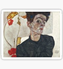 Egon Schiele Autoportrait avec Physalis, 1912 Sticker
