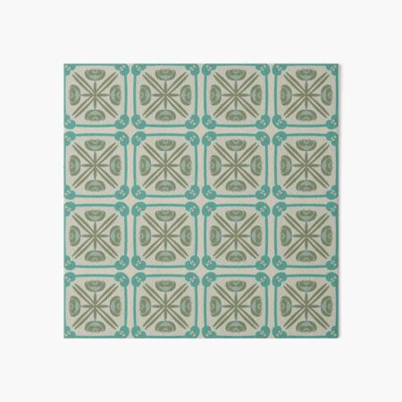 Kitchen Floor Mat With Moroccan Tiles Design in Olive Green