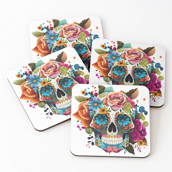 Item preview, Colorful Sugar Skull Watercolor Clipart designed and sold by ArtistaDesign.