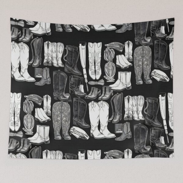 Item preview, Cowboy Boots Knolling Art | Illustration | Black & White | 8K | designed and sold by Hazmat-AI7.