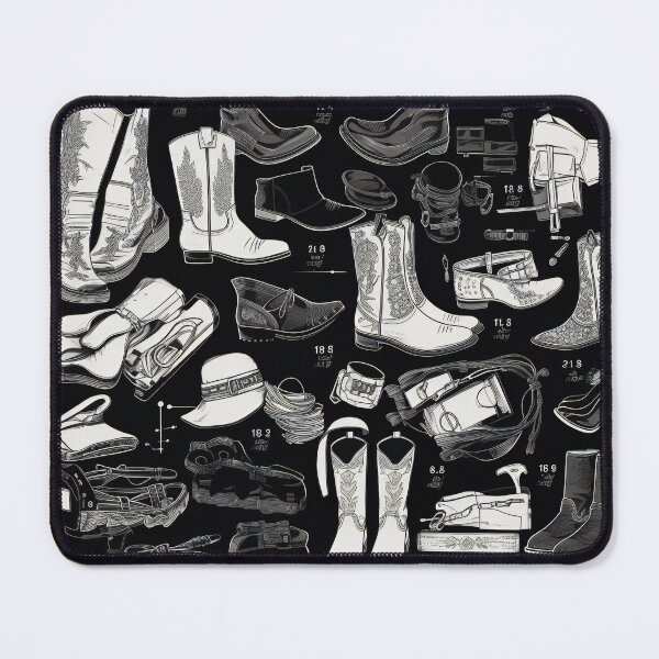 Item preview, Cowboy Boots Knolling Art | Illustration | Black & White | 8K | designed and sold by Hazmat-AI7.
