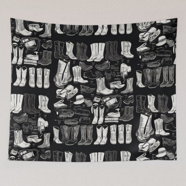 Item preview, Cowboy Boots Knolling Art | Illustration | Black & White | 8K | designed and sold by Hazmat-AI7.