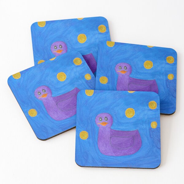 Item preview, Rainbow Rubber Duckies - Purple Rubber Duckie with Indigo Background designed and sold by Caseymakesart.