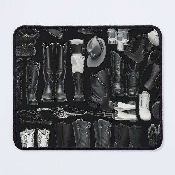 Item preview, Cowboy Boots Knolling Art | Illustration | Black & White | 8K | designed and sold by Hazmat-AI7.