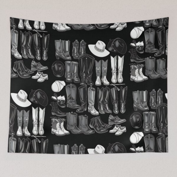 Item preview, Cowboy Boots Knolling Art | Illustration | Black & White | 8K | designed and sold by Hazmat-AI7.