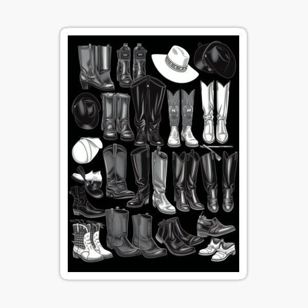 Item preview, Cowboy Boots Knolling Art | Illustration | Black & White | 8K | designed and sold by Hazmat-AI7.