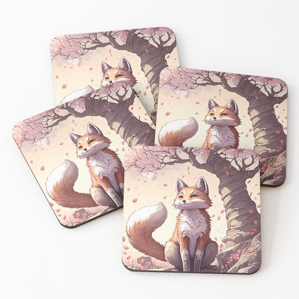 Item preview, Fox under a giant Sakura tree, anime style designed and sold by EmeraldeaArt.