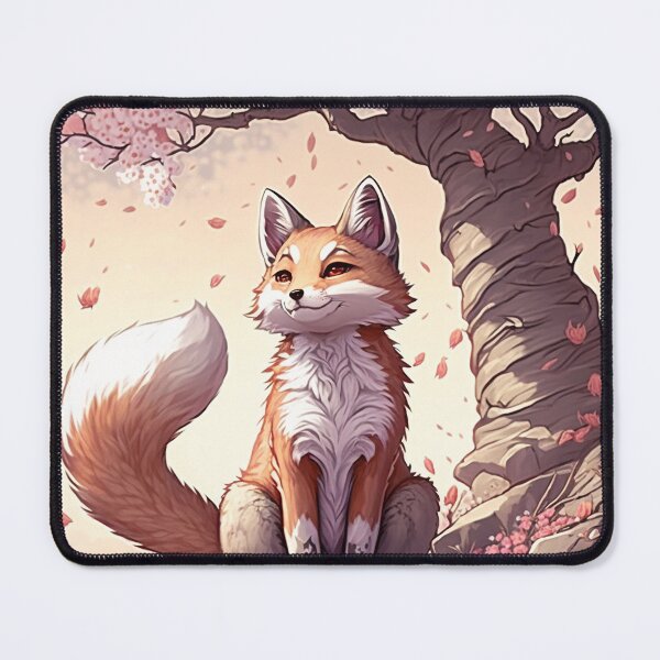 Item preview, Fox under a giant Sakura tree, anime style designed and sold by EmeraldeaArt.