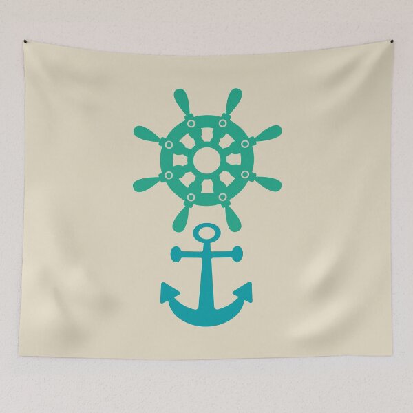 Item preview, NAUTICAL SHIP'S WHEEL AND ANCHOR - UnBlink Studio by Jackie Tahara designed and sold by Jackie Tahara of UnBlink Studio.